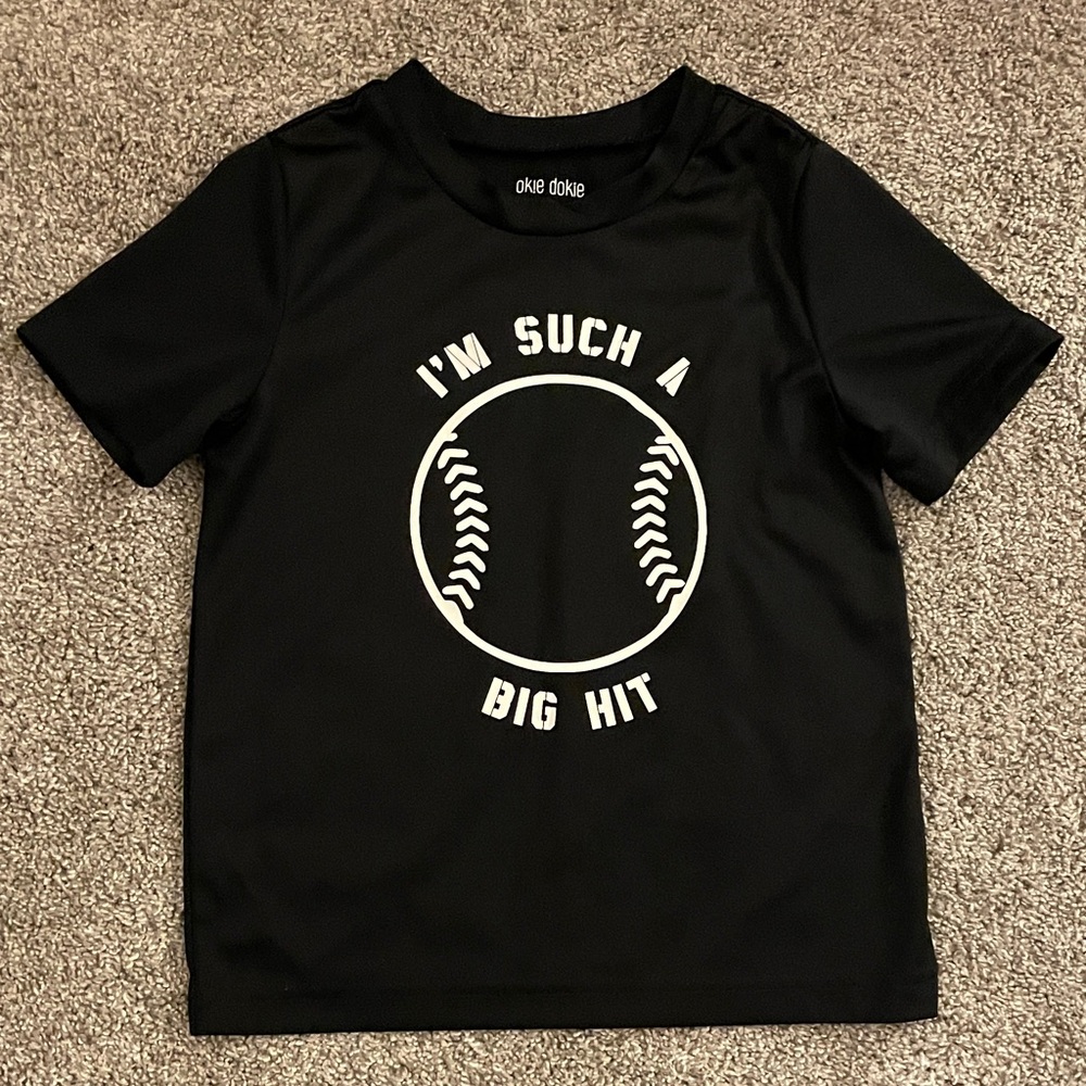 okie dokie Black Kids Baseball Tee